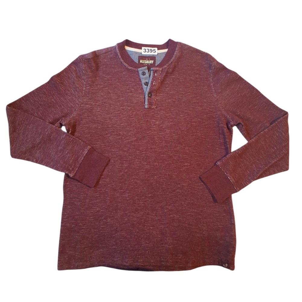 Alesbury Micro Thermal Men's size Medium Preppy Casual‎ Long Sleeve Henley Tee